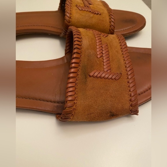 Tod’s leather-trimmed whipstitched suede slides size 38.5 - Picture 11 of 11